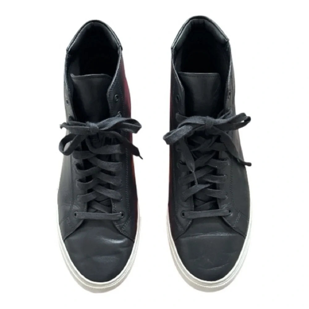 Tory Burch Navy High-Top Nola leather Sneakers Lace up white soles Sz‎ 10